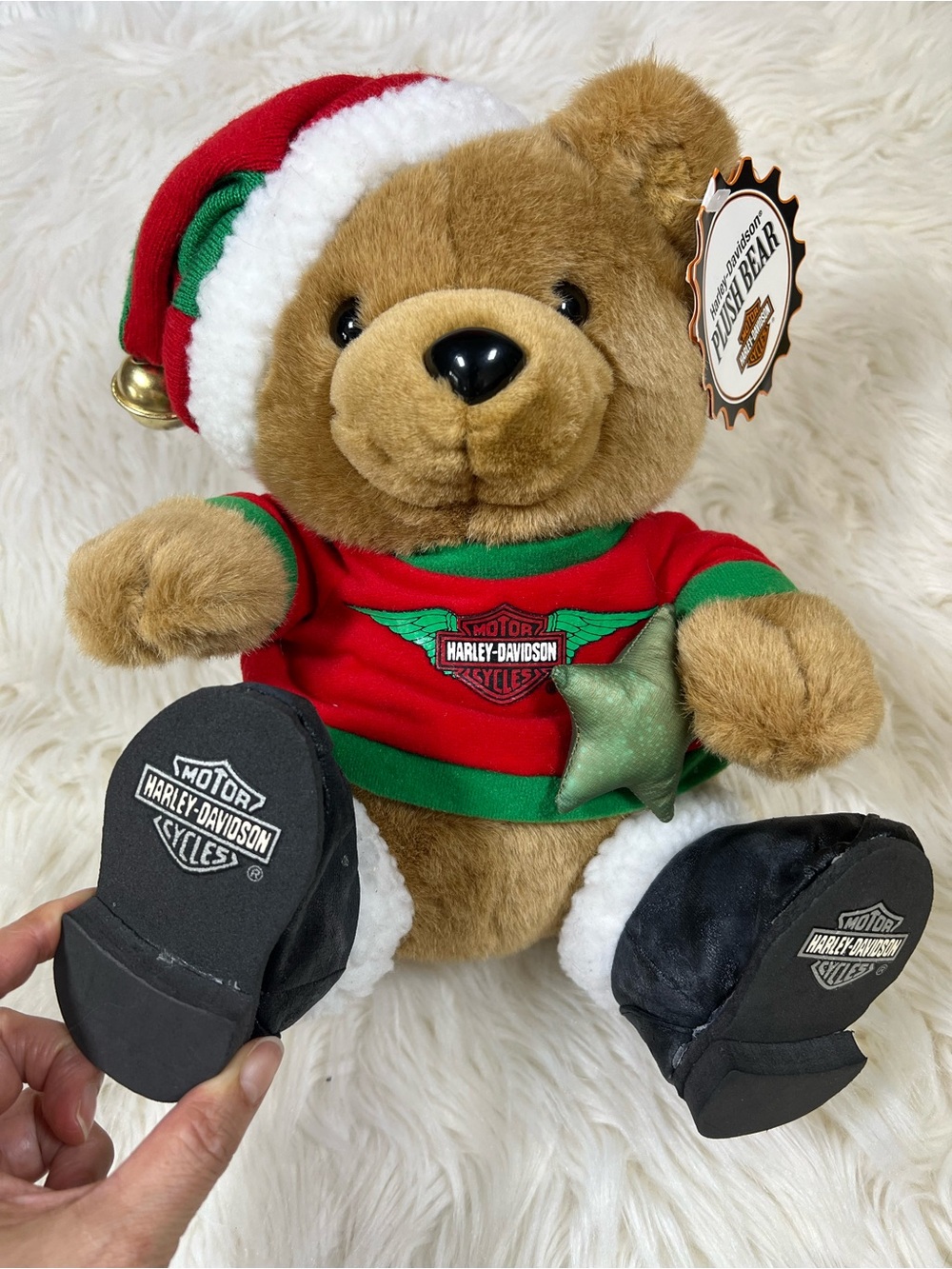 Vintage 1998 Harley-Davidson Christmas Plush Bear Santa Outfit 11” NWT
